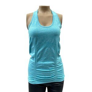 Athleta Fastest Track Racerback Tank Top Scoop Neck Ruched Turquoise Women's S